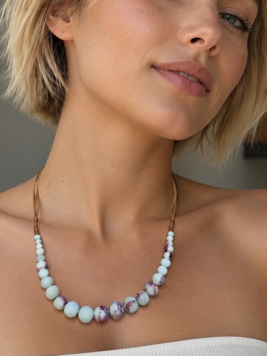 Anthropologie Jewelry - White and Lavender Beaded Necklace